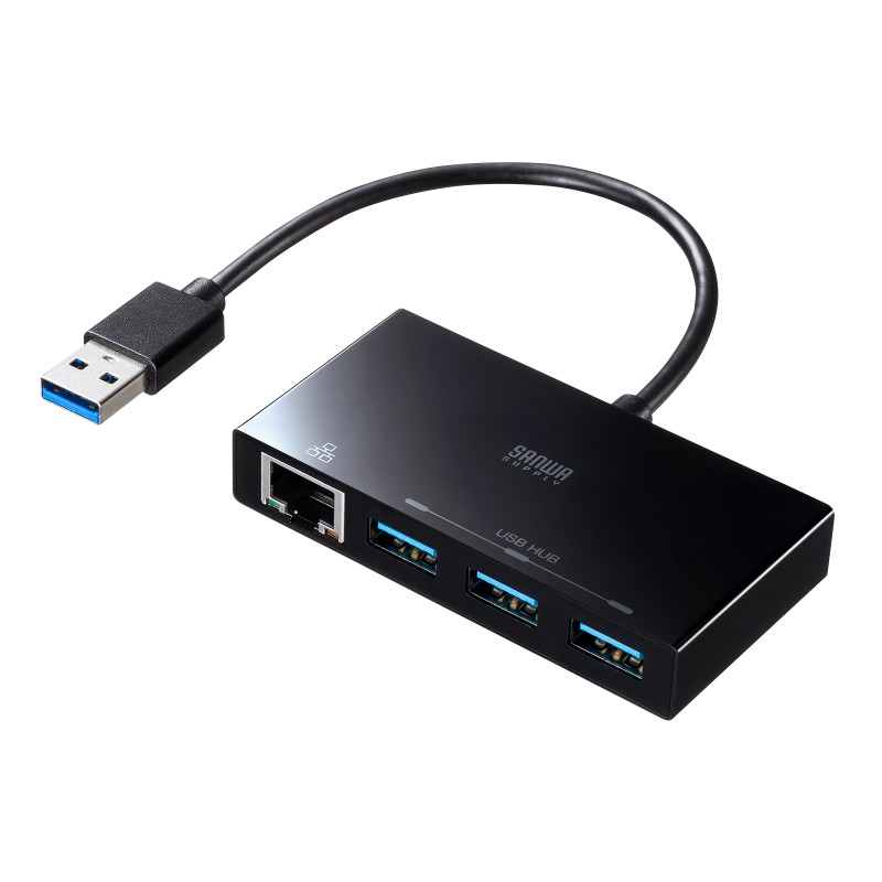 USB3.2 Gen1 ハブ付き ギガビットLANアダプタ USB-3H322BKN