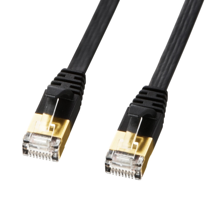 CAT7ウルトラフラットLANケーブル(15m、ブラック) KB-FLU7-15BK