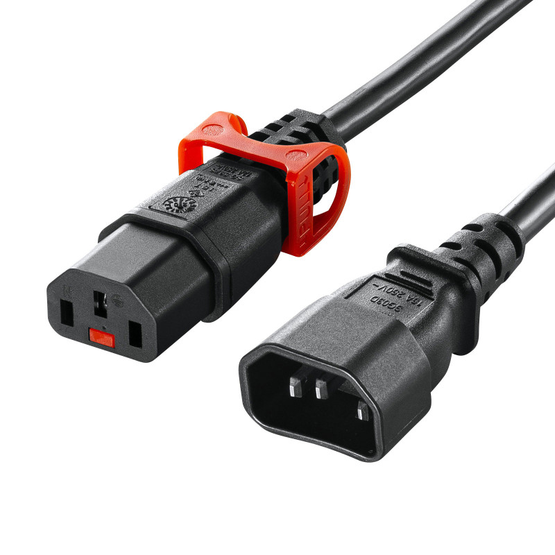 抜け防止ロック式電源コードロックプラス(2m) APW15-C14C13LP-20