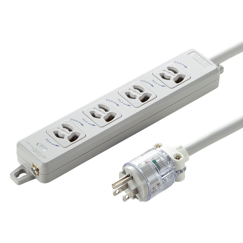 医用接地プラグ付き電源タップ TAP-HPM4-5W